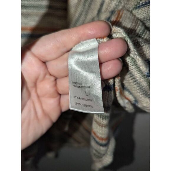 Democracy Sweater Womens L Striped Fall Preppy Momcore Cozy Open Knit Pullover - Picture 3 of 13